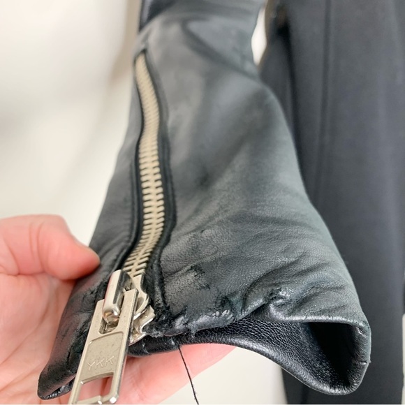 Mackage Women's Dale Wool Trench Coat Asymmetrical Leather Sleeves Size XXS - Picture 13 of 16